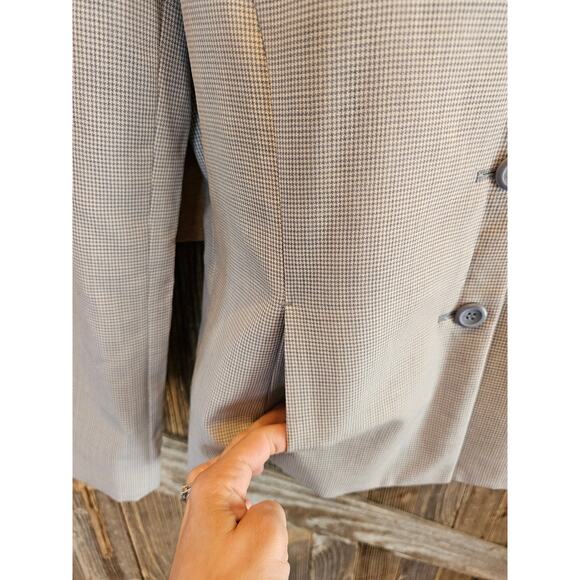 Vintage Pendleton 100% virgin wool light blue houndstooth size 6 womens blazer - Picture 7 of 9
